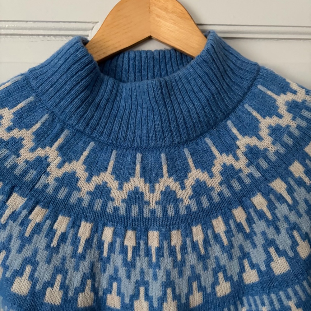 J. Crew Fair Isle Sweater in Blue and Cream - Picture 9 of 10